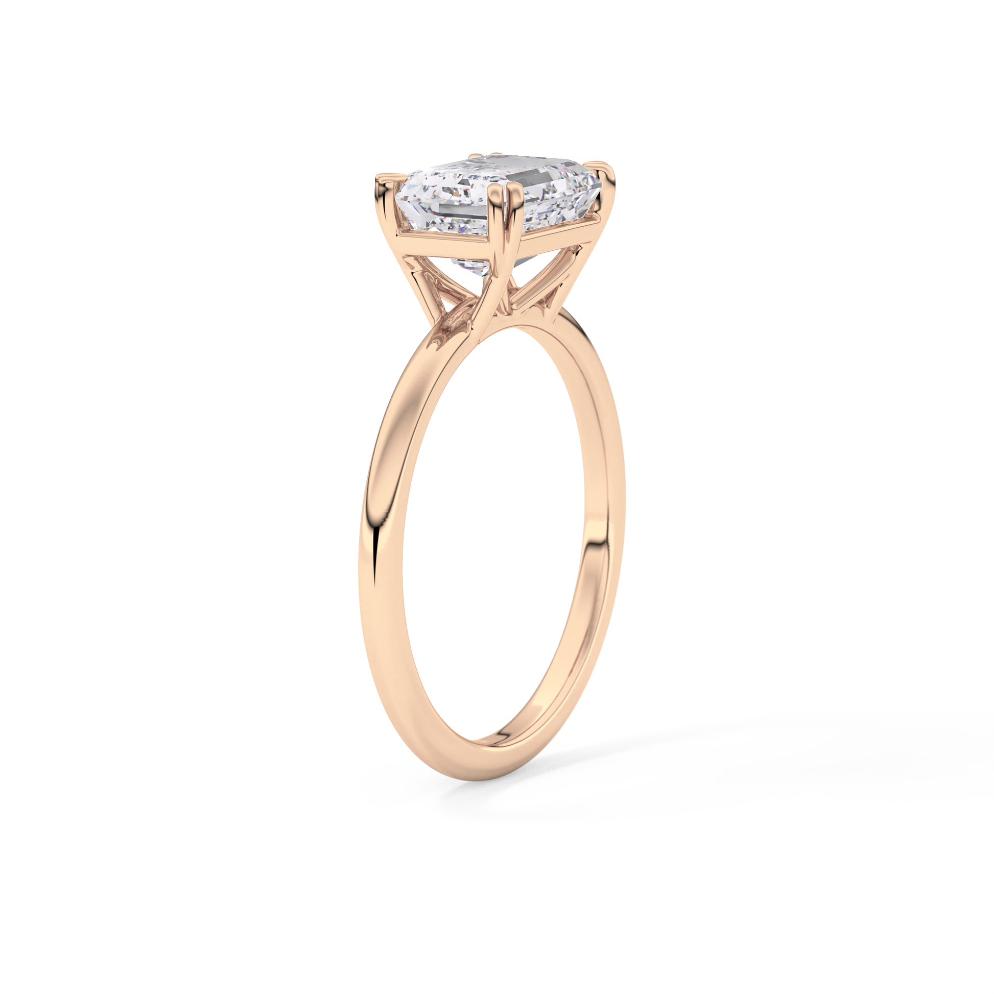 Emerald Solitaire Lab Grown Diamond Engagement Ring