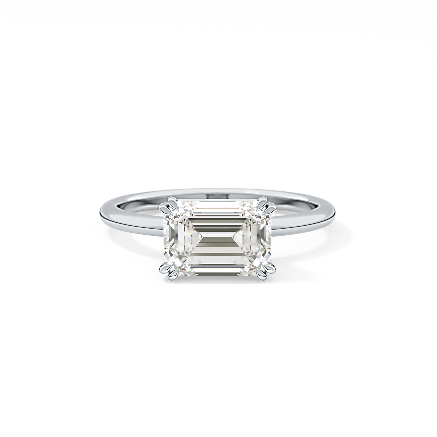 Emerald Solitaire Lab Grown Diamond Engagement Ring