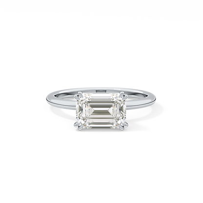 Emerald Solitaire Lab Grown Diamond Engagement Ring