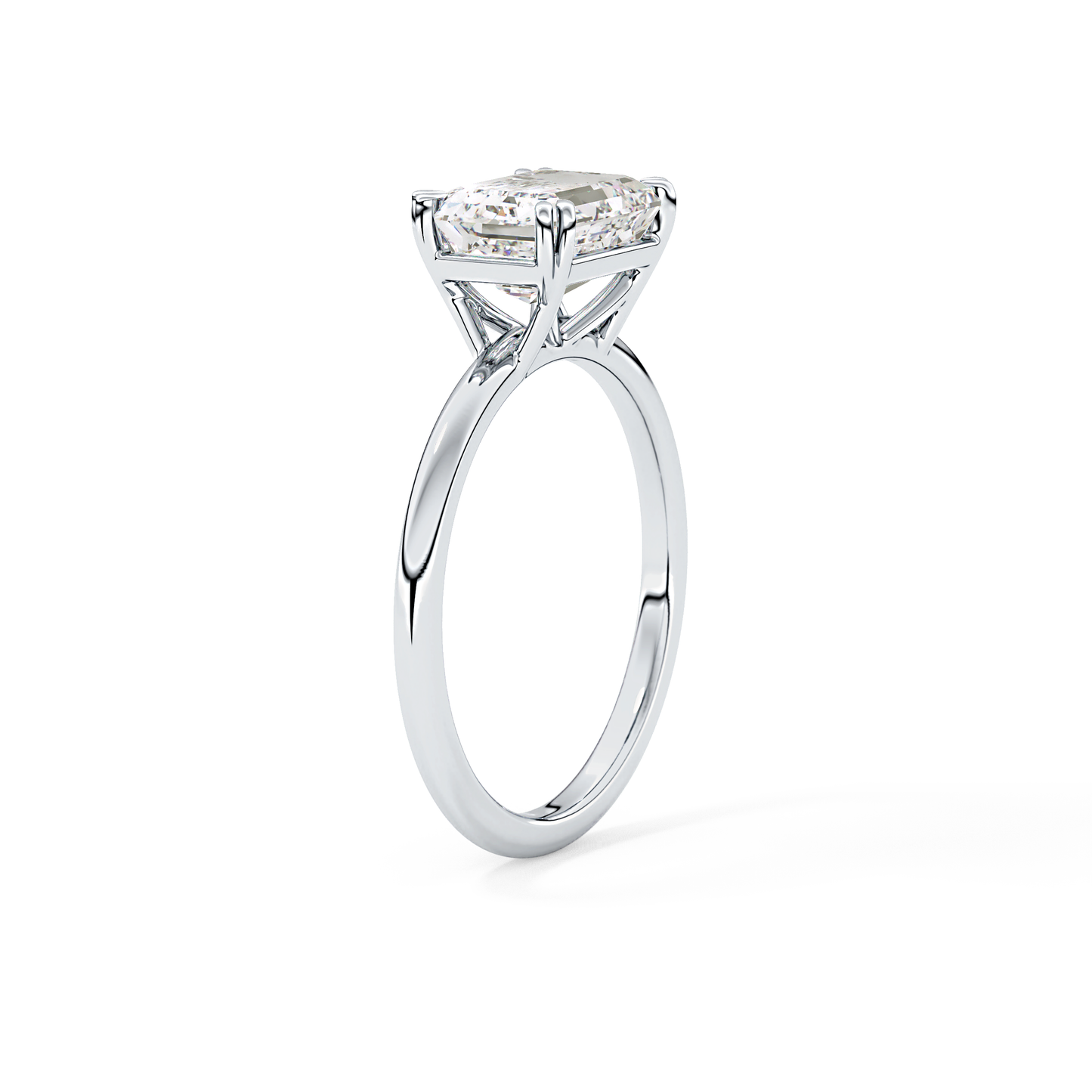Emerald Solitaire Lab Grown Diamond Engagement Ring