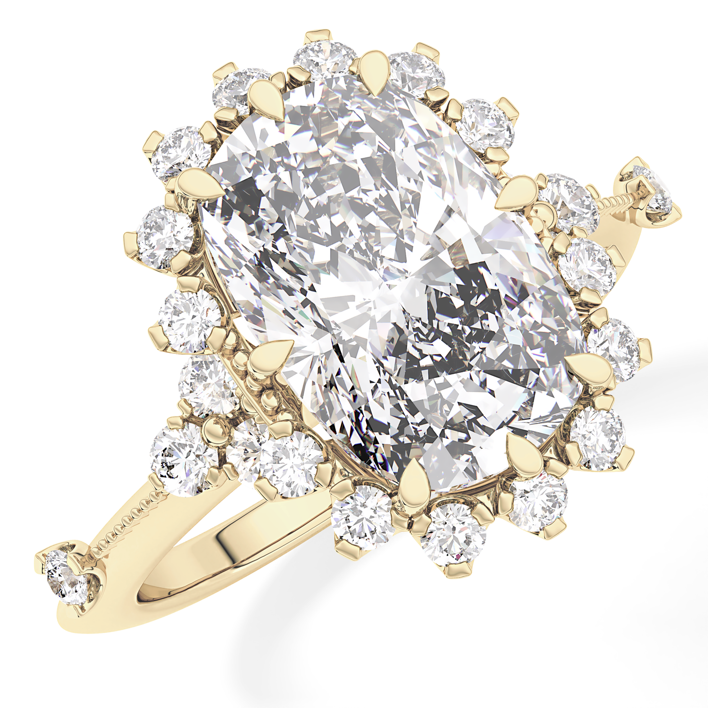 Cushion Halo Lab Grown Diamond Engagement Ring
