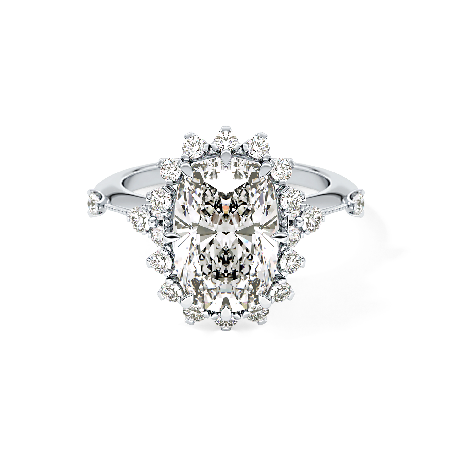 Cushion Halo Lab Grown Diamond Engagement Ring