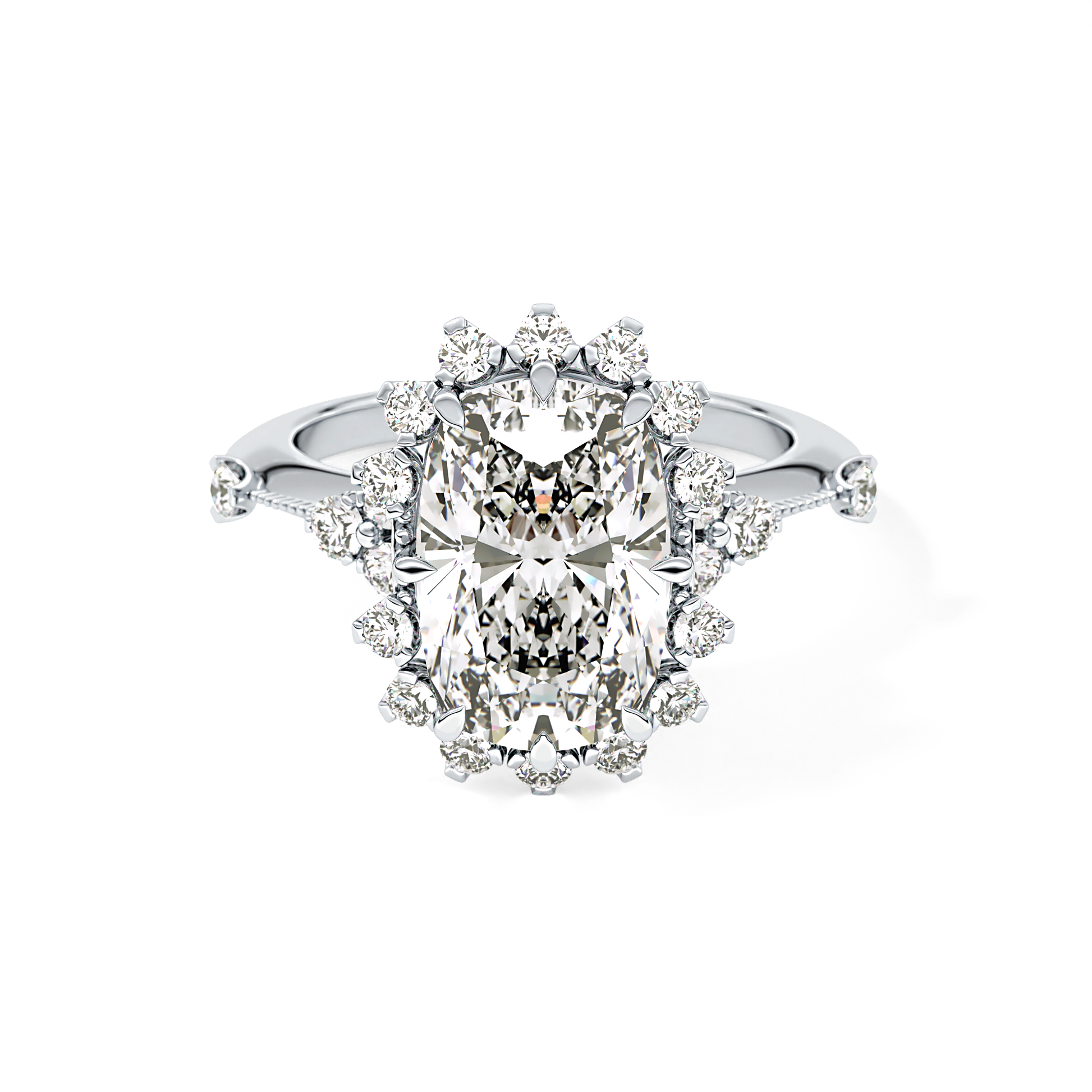 Cushion Halo Lab Grown Diamond Engagement Ring