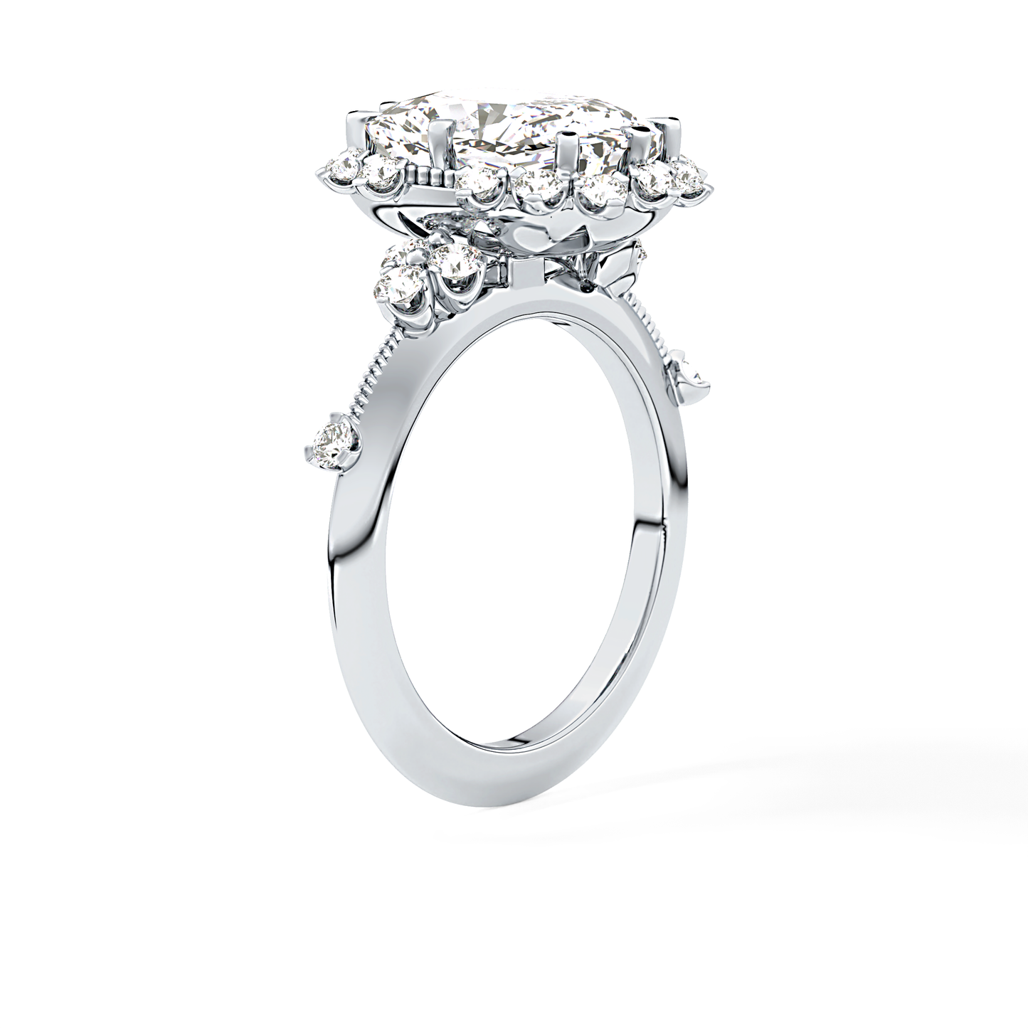 Cushion Halo Lab Grown Diamond Engagement Ring
