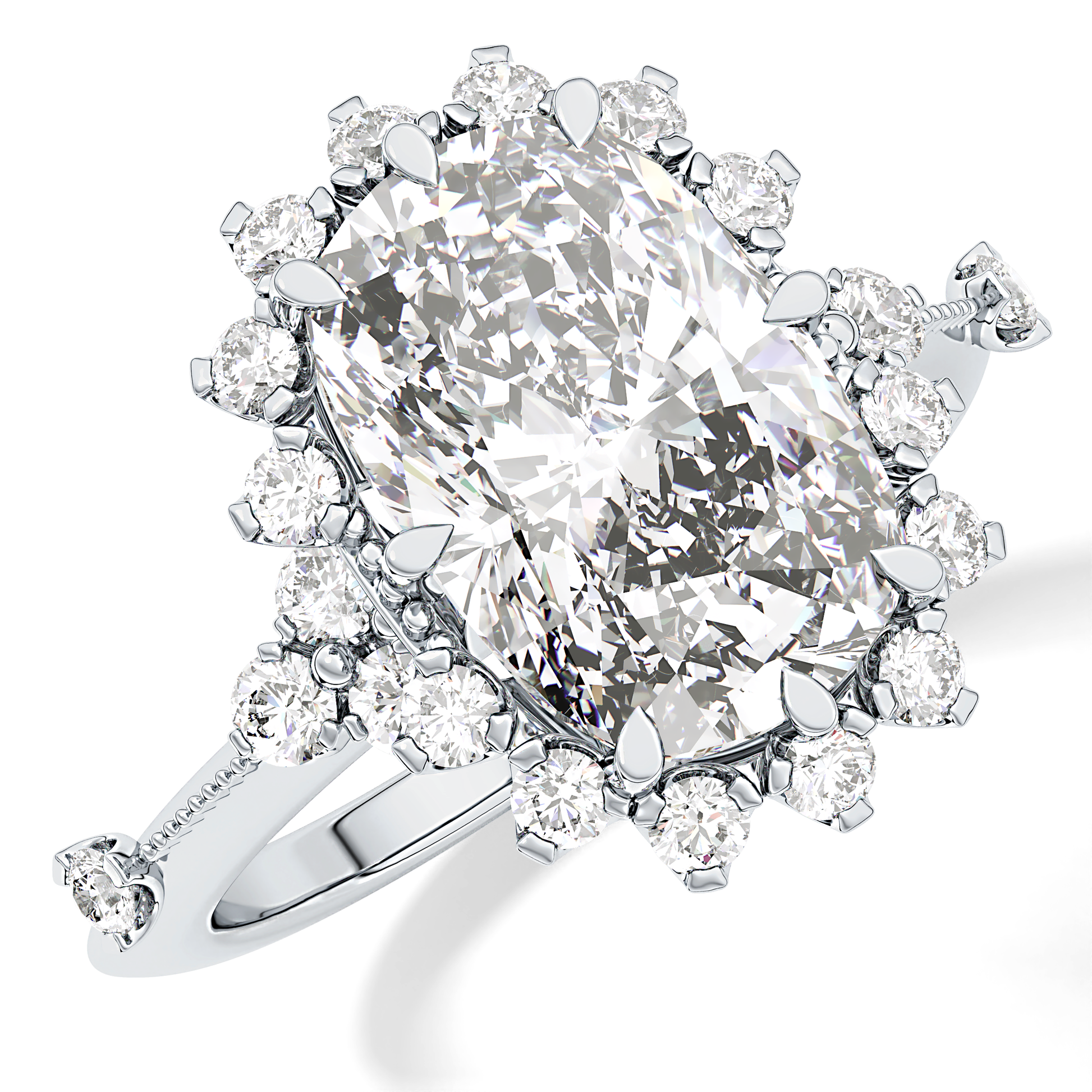 Cushion Halo Lab Grown Diamond Engagement Ring