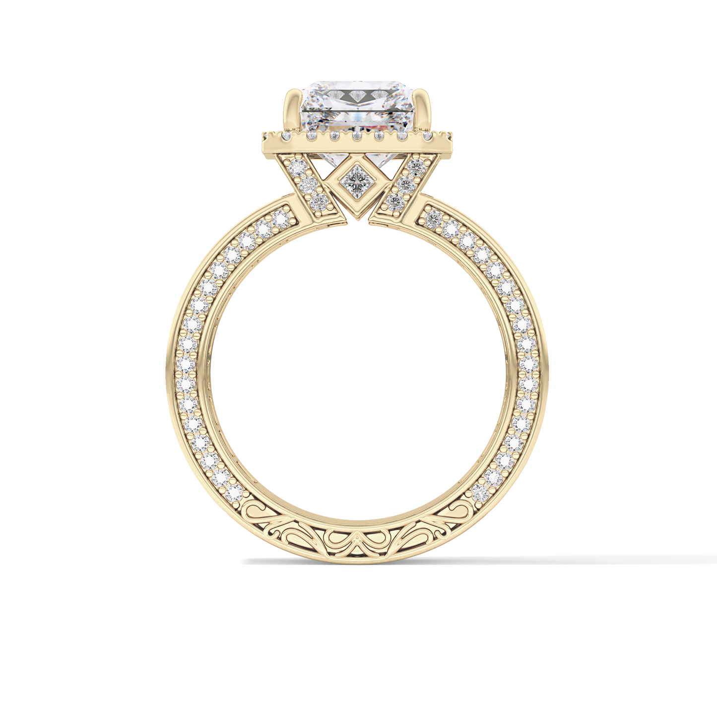 Radiant Halo & Pave Lab Grown Diamond Engagement Ring