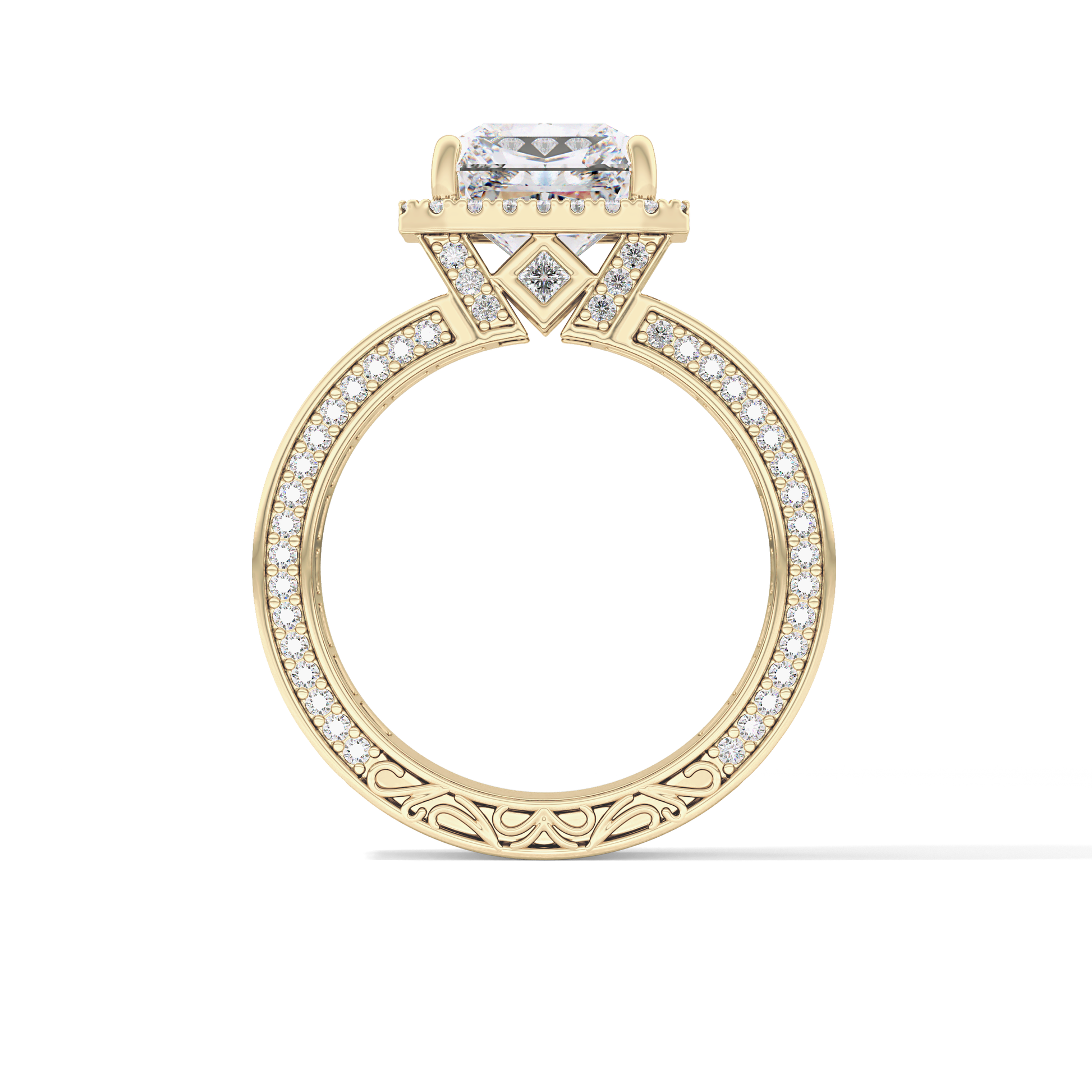 Radiant Halo & Pave Lab Grown Diamond Engagement Ring