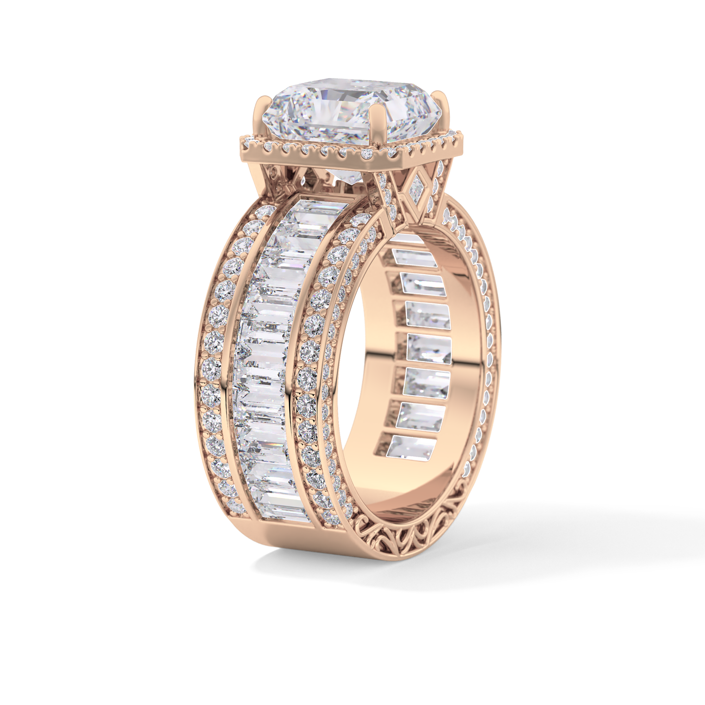 Radiant Halo & Pave Lab Grown Diamond Engagement Ring