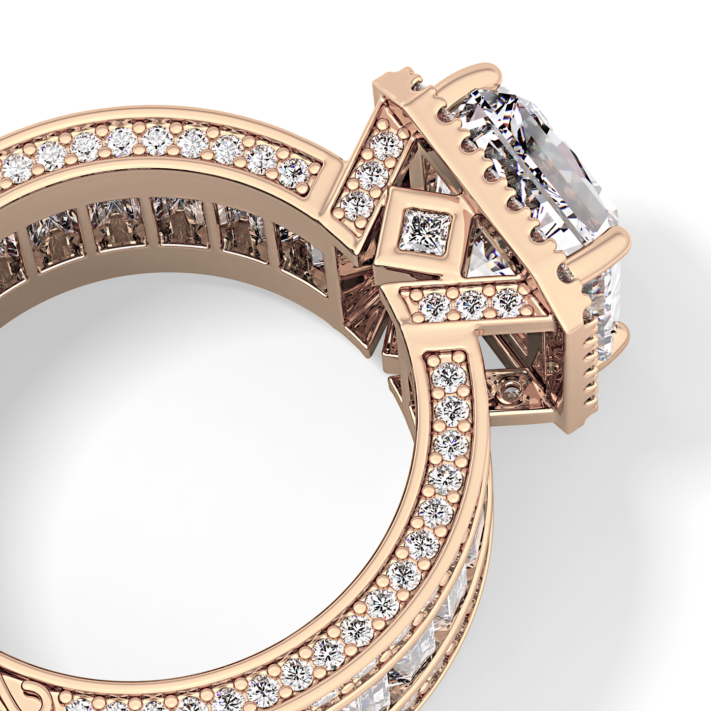 Radiant Halo & Pave Lab Grown Diamond Engagement Ring