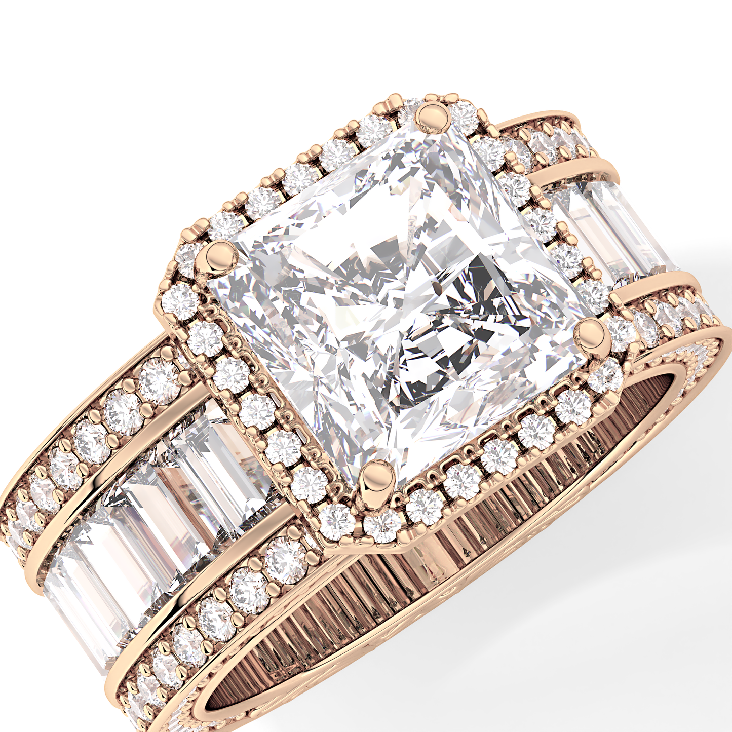 Radiant Halo & Pave Lab Grown Diamond Engagement Ring
