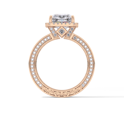 Radiant Halo & Pave Lab Grown Diamond Engagement Ring