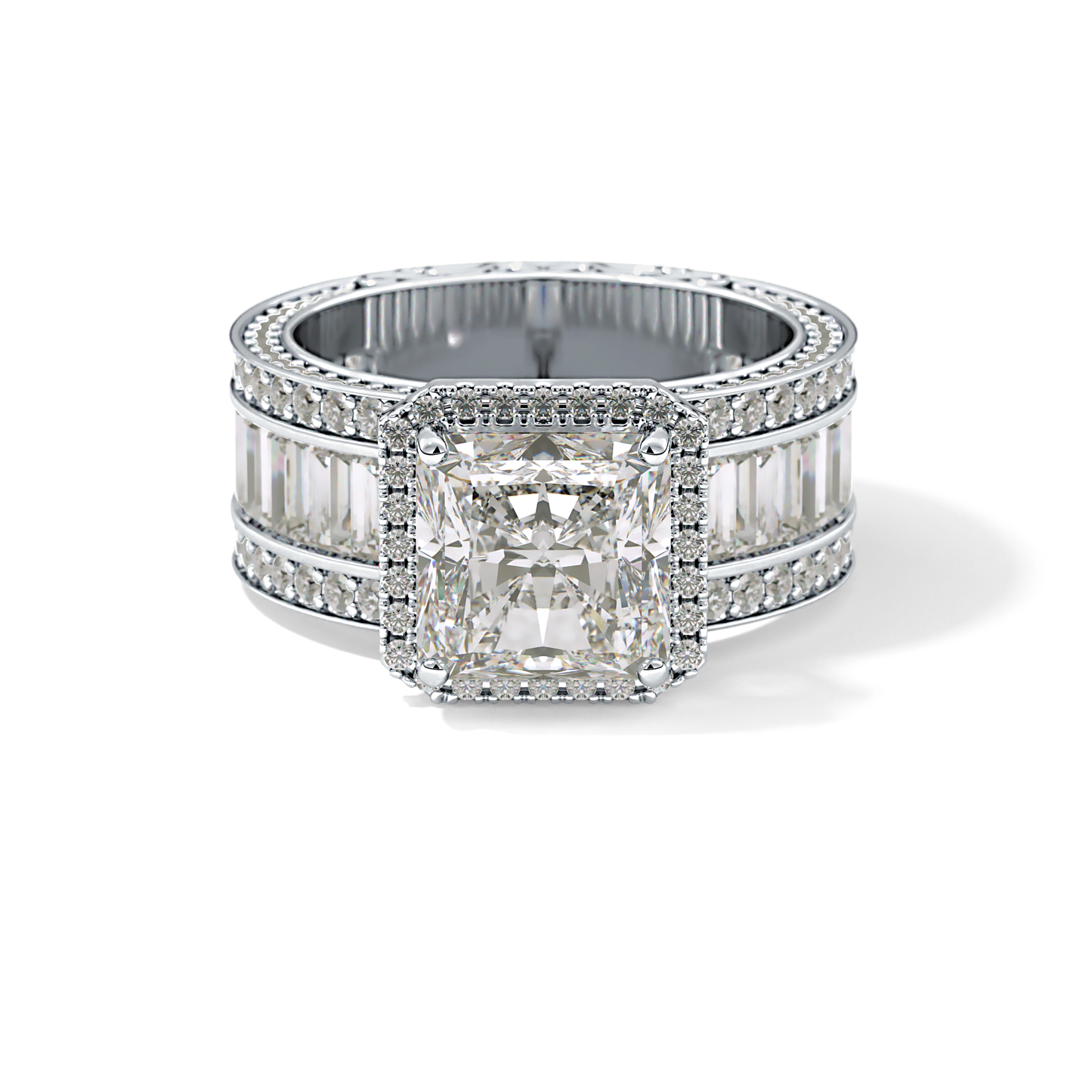 Radiant Halo & Pave Lab Grown Diamond Engagement Ring