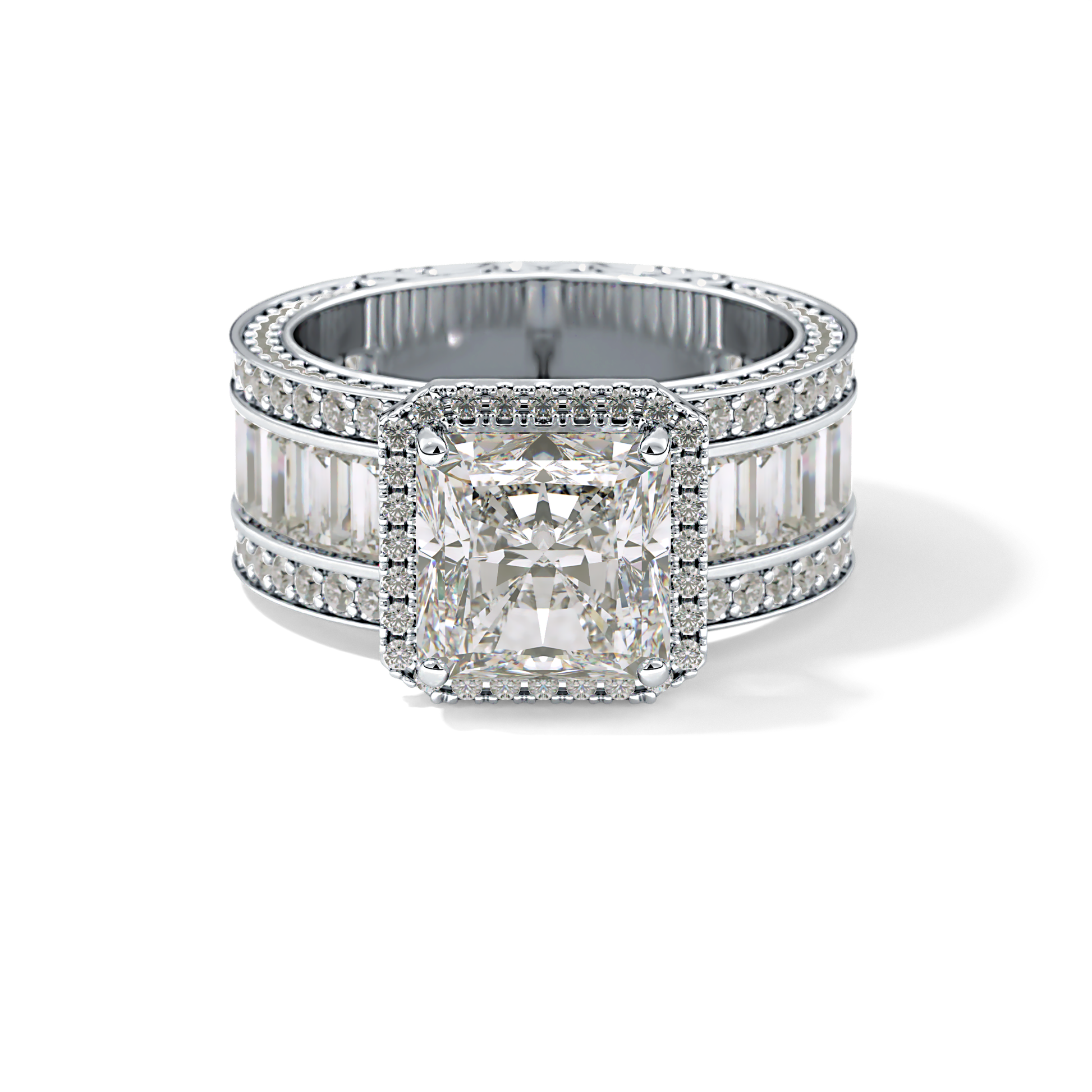 Radiant Halo & Pave Lab Grown Diamond Engagement Ring
