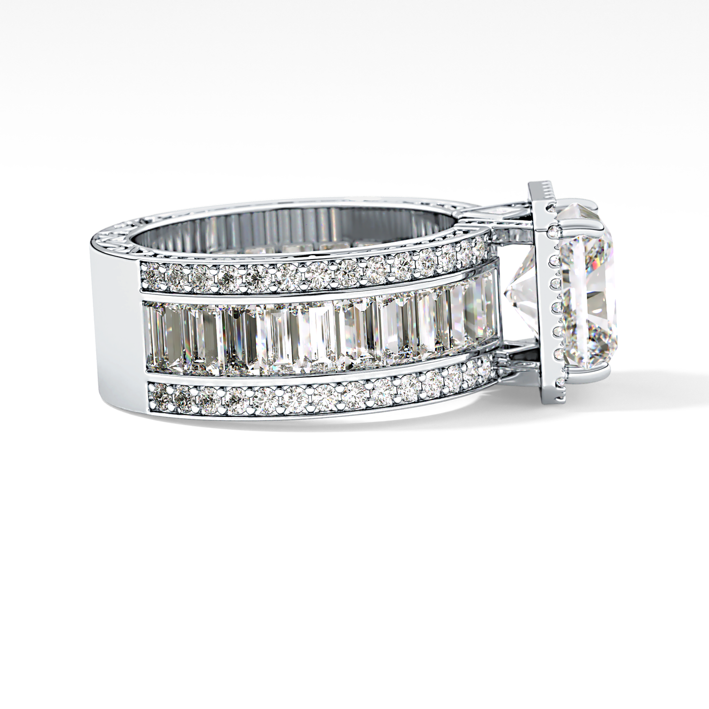 Radiant Halo & Pave Lab Grown Diamond Engagement Ring