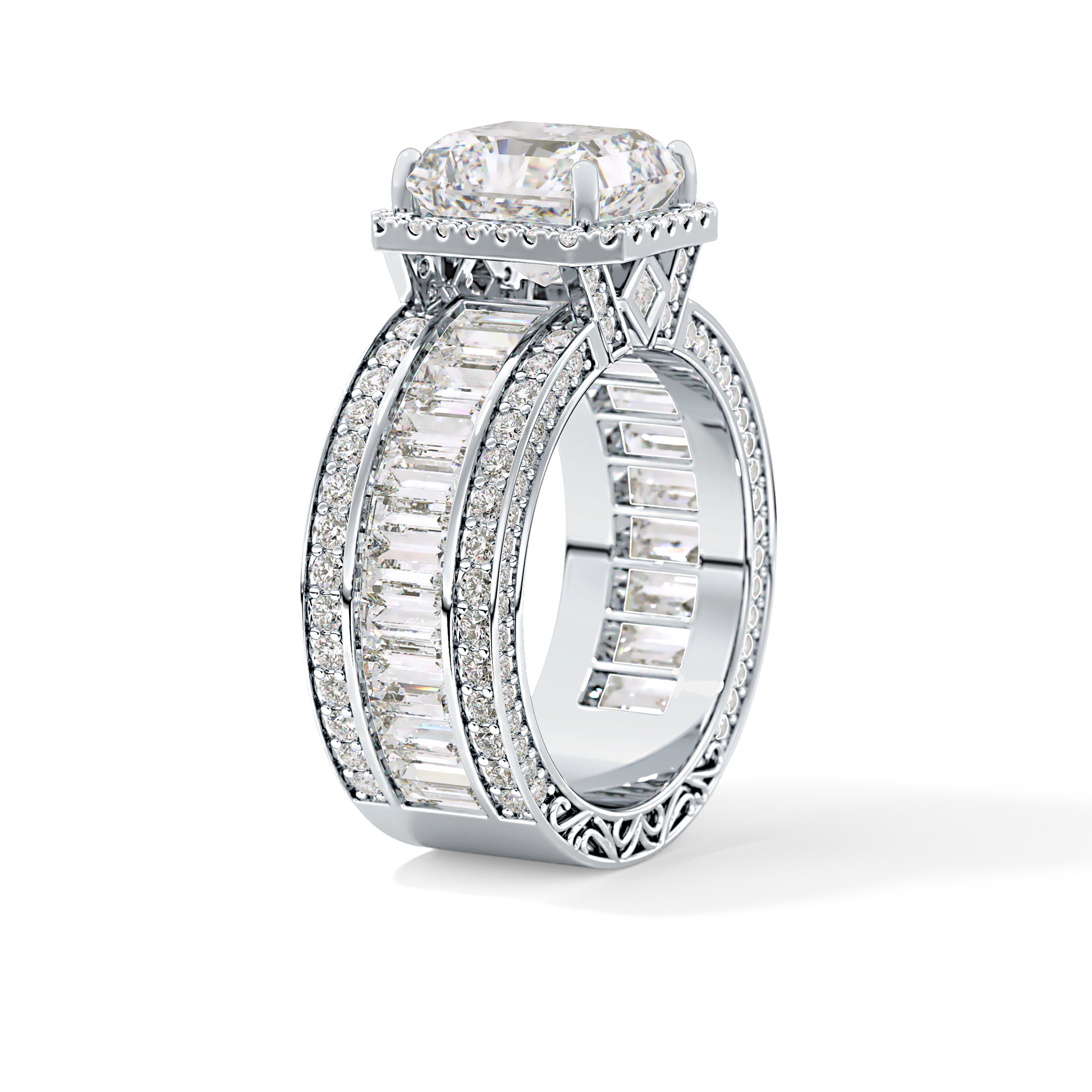 Radiant Halo & Pave Lab Grown Diamond Engagement Ring