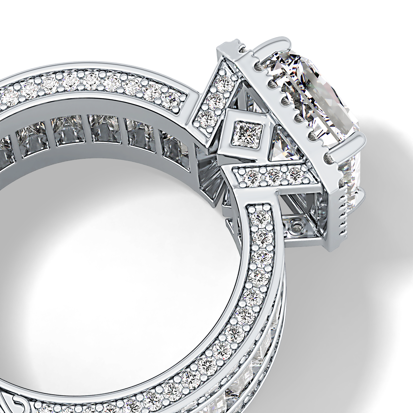 Radiant Halo & Pave Lab Grown Diamond Engagement Ring