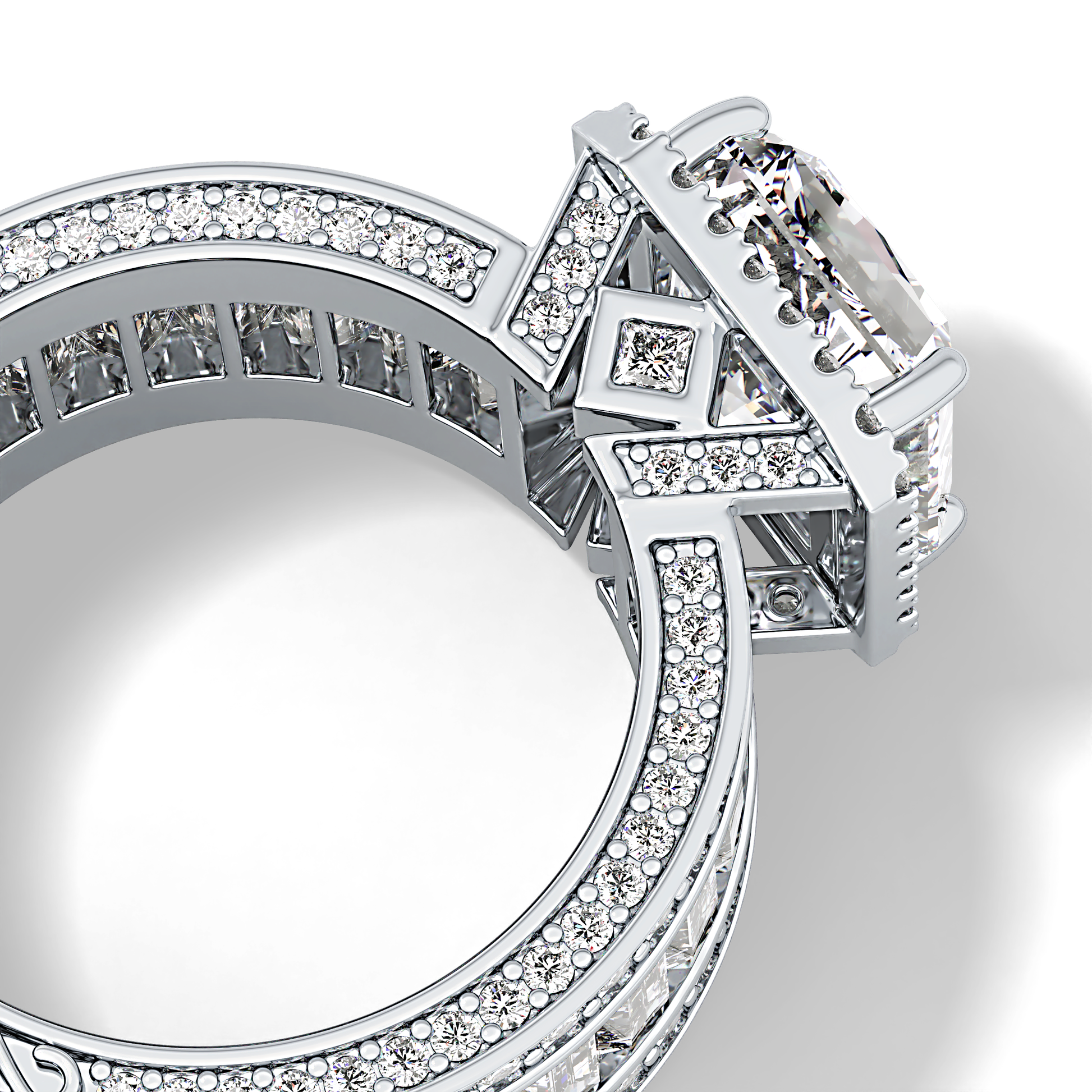 Radiant Halo & Pave Lab Grown Diamond Engagement Ring