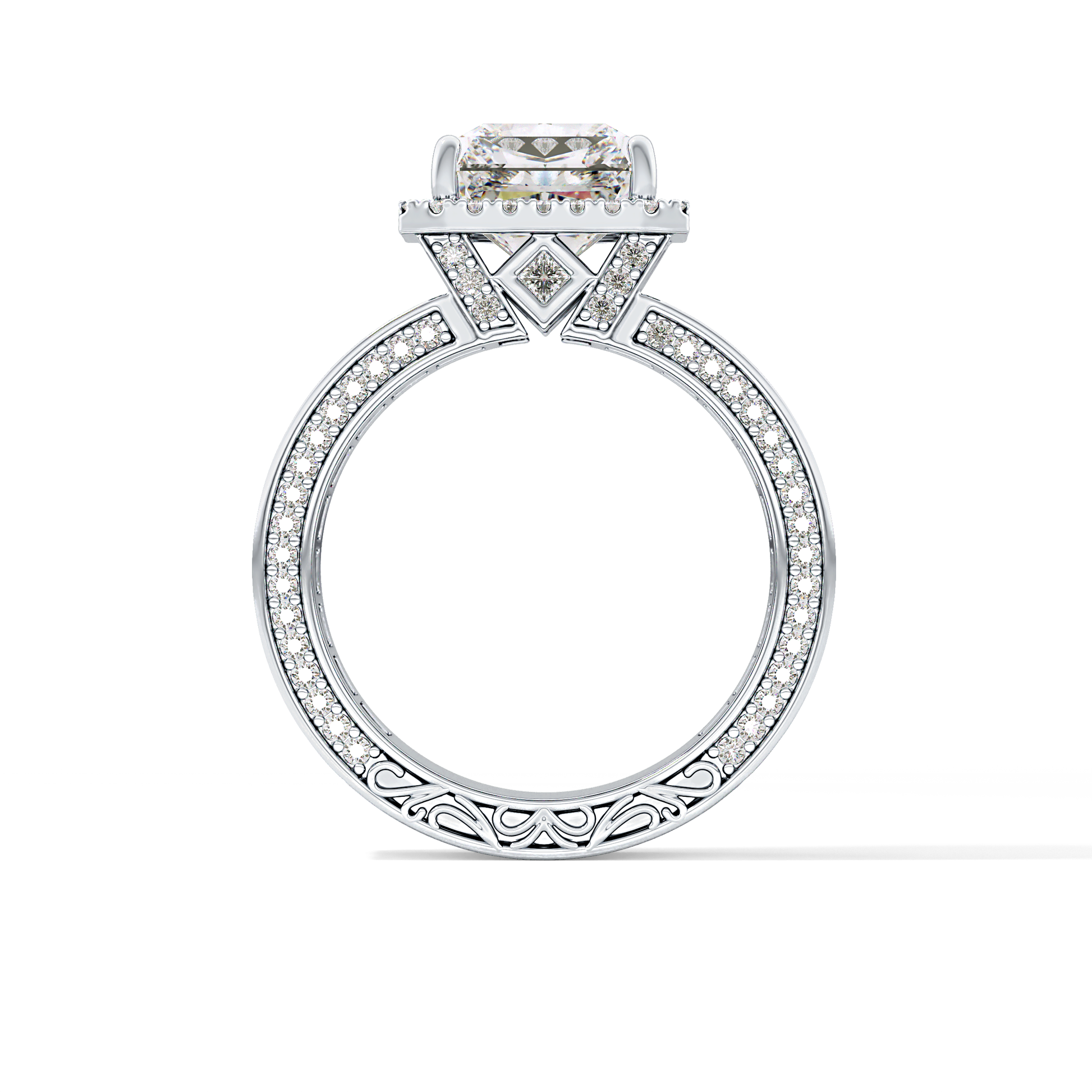 Radiant Halo & Pave Lab Grown Diamond Engagement Ring
