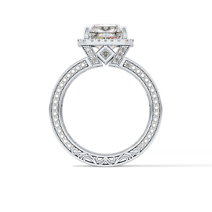 Radiant Halo & Pave Lab Grown Diamond Engagement Ring