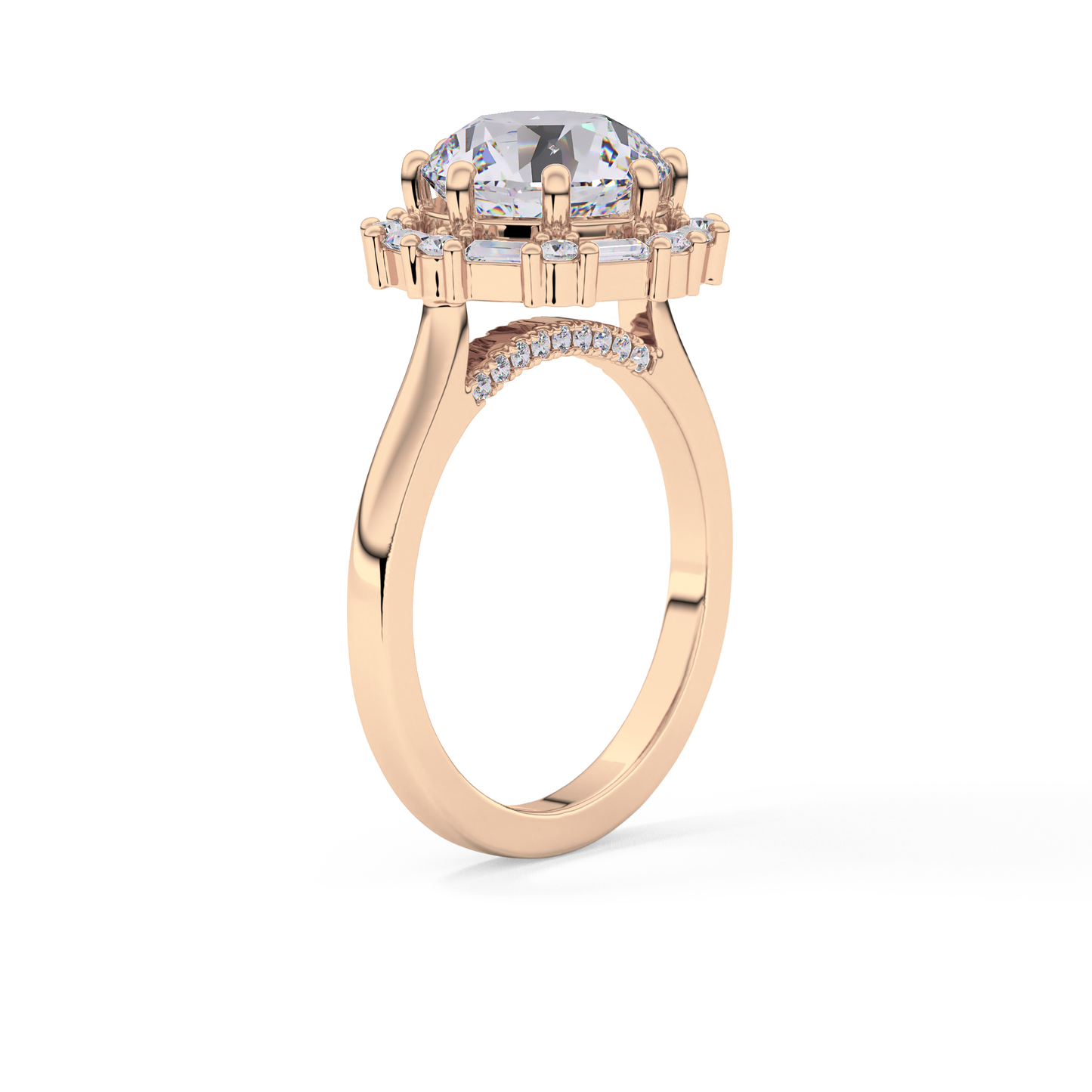 Round Halo Lab Grown Diamond Engagement Ring
