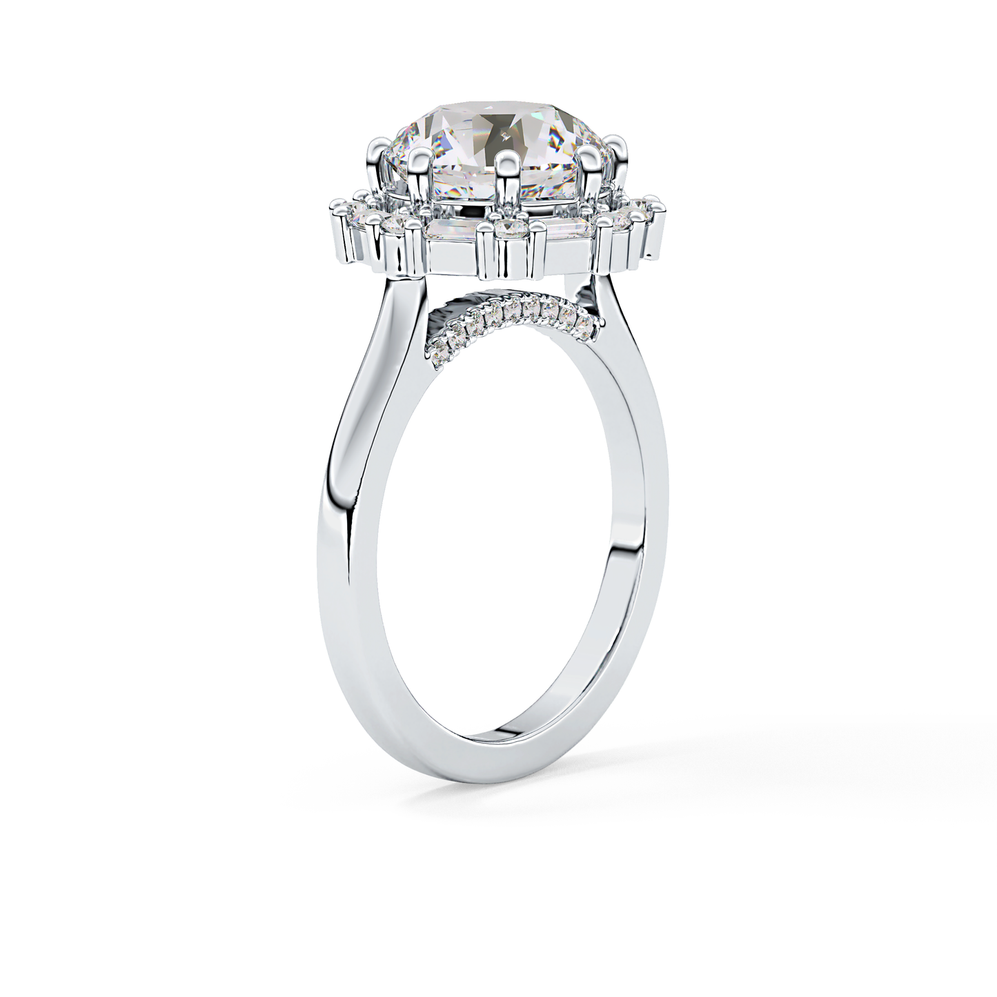 Round Halo Lab Grown Diamond Engagement Ring