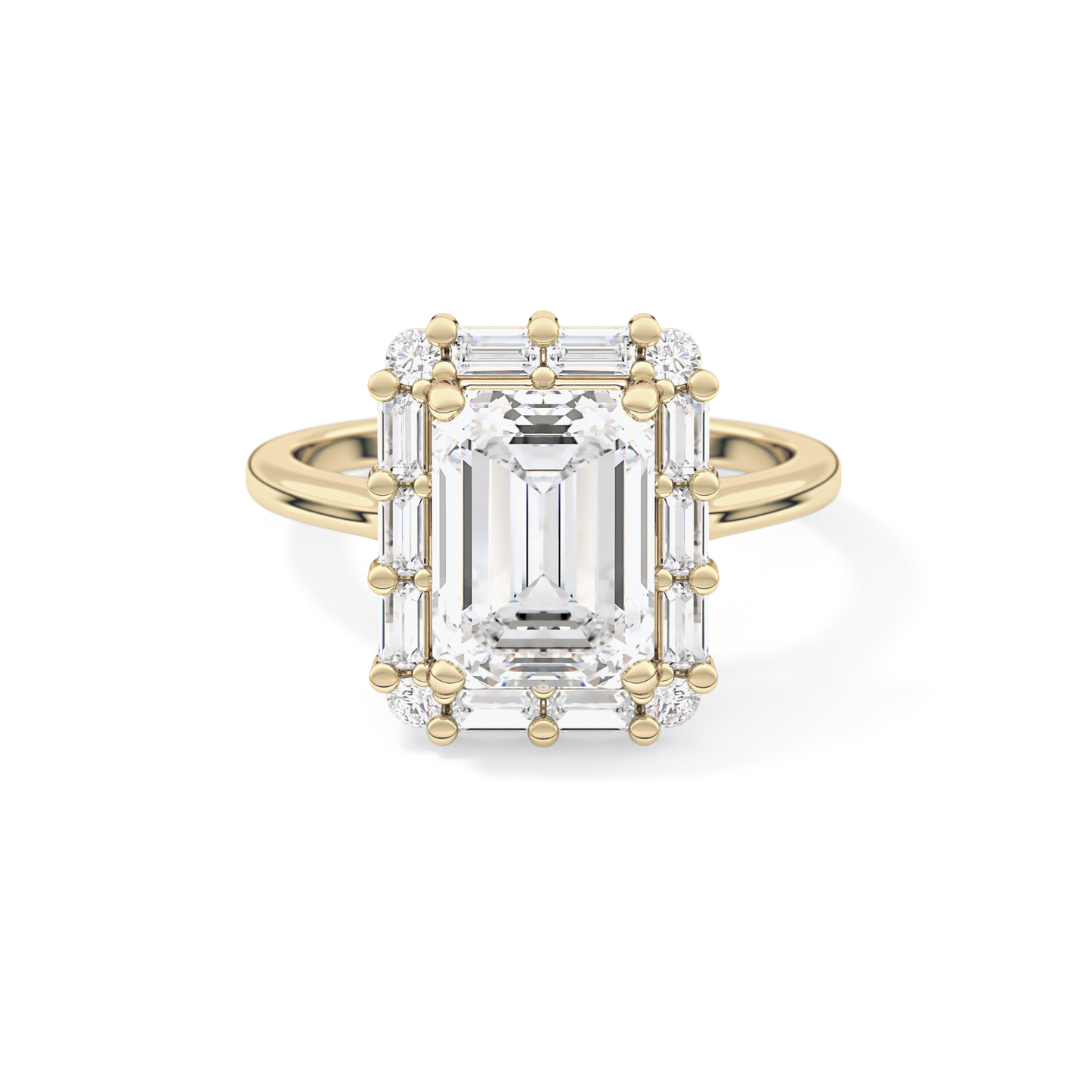 Emerald Cluster Lab Grown Diamond Engagement Ring