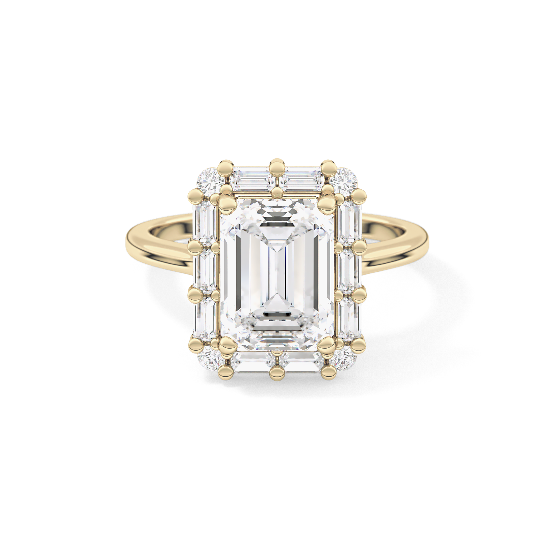 Emerald Cluster Lab Grown Diamond Engagement Ring