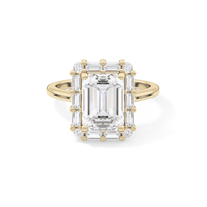 Emerald Cluster Lab Grown Diamond Engagement Ring