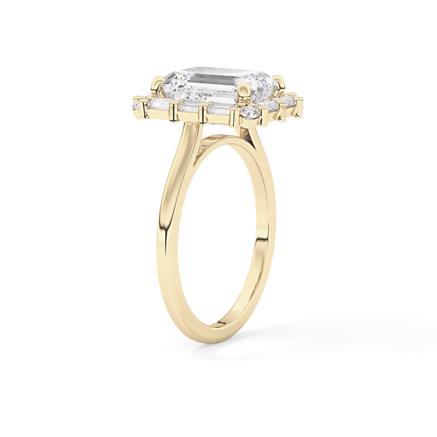 Emerald Cluster Lab Grown Diamond Engagement Ring