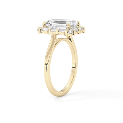 Emerald Cluster Lab Grown Diamond Engagement Ring