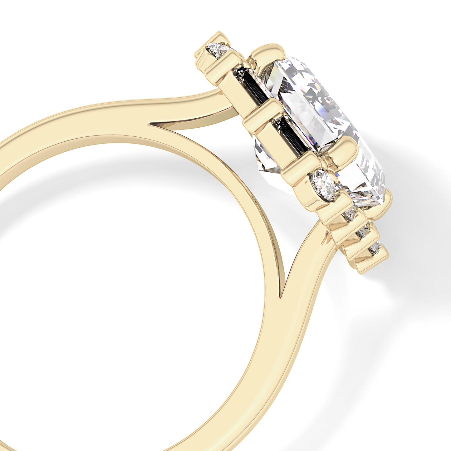 Emerald Cluster Lab Grown Diamond Engagement Ring