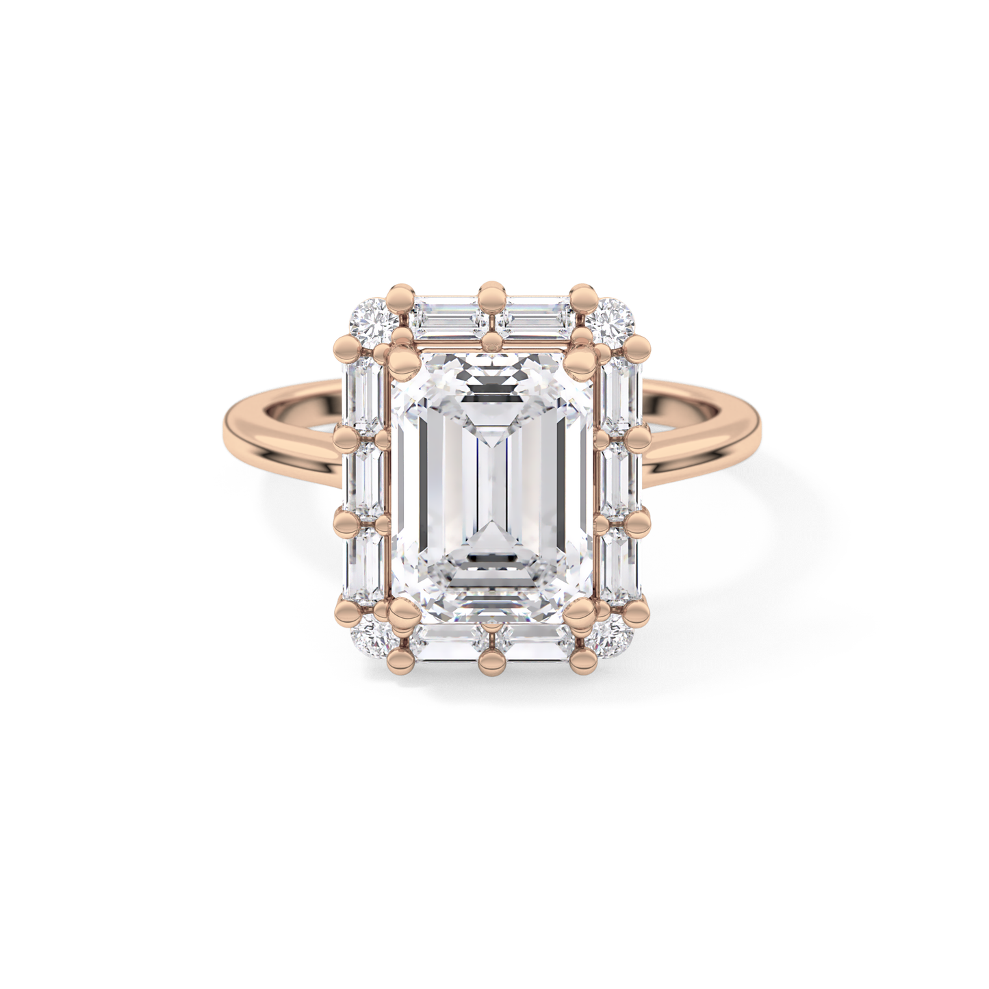 Emerald Cluster Lab Grown Diamond Engagement Ring
