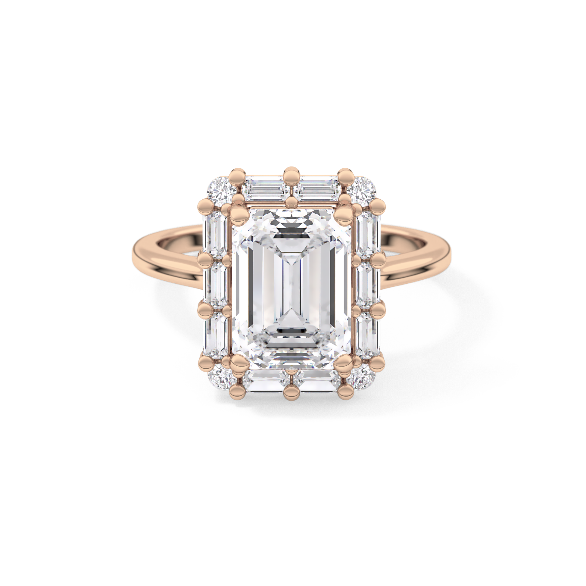 Emerald Cluster Lab Grown Diamond Engagement Ring