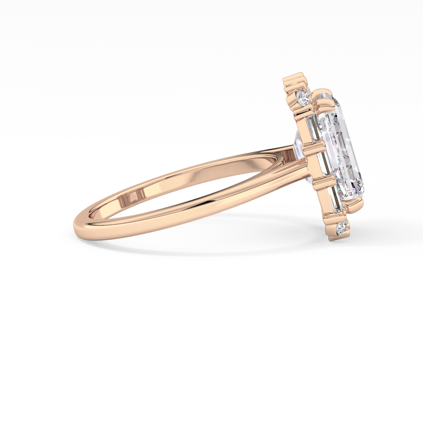 Emerald Cluster Lab Grown Diamond Engagement Ring