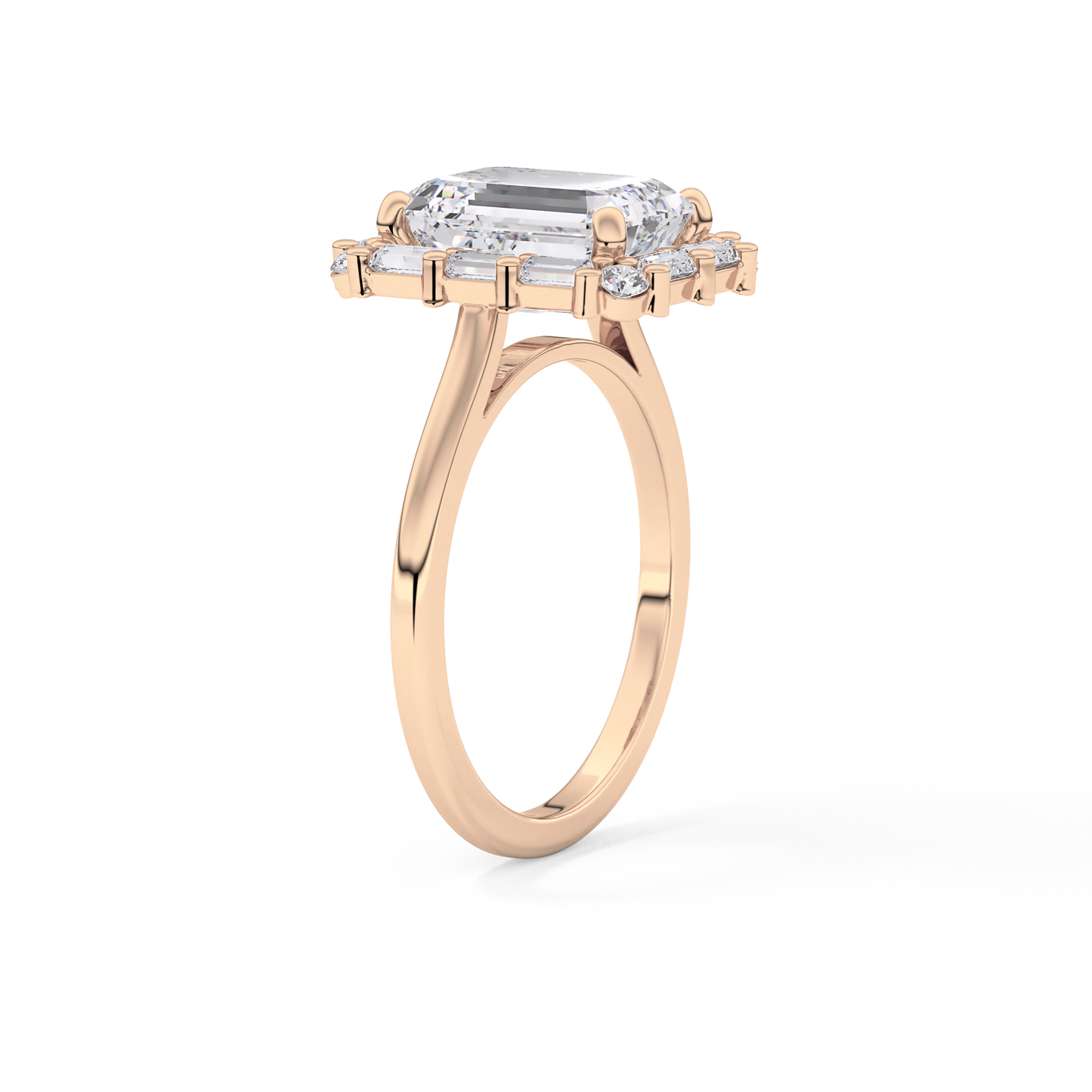 Emerald Cluster Lab Grown Diamond Engagement Ring