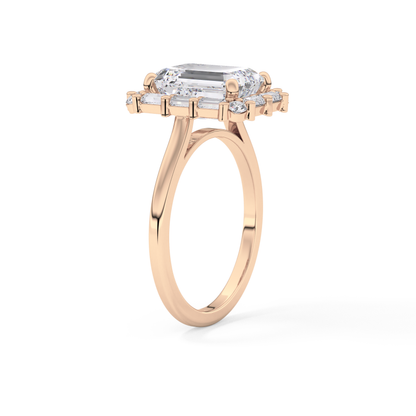 Emerald Cluster Lab Grown Diamond Engagement Ring