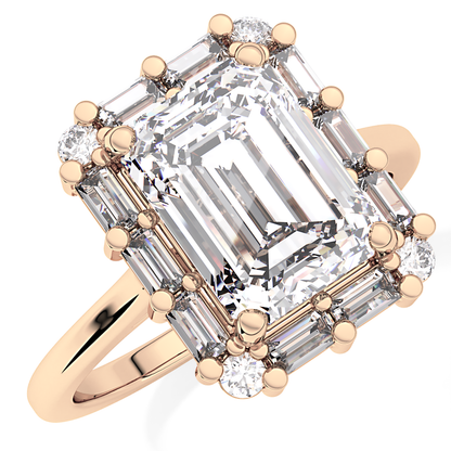 Emerald Cluster Lab Grown Diamond Engagement Ring