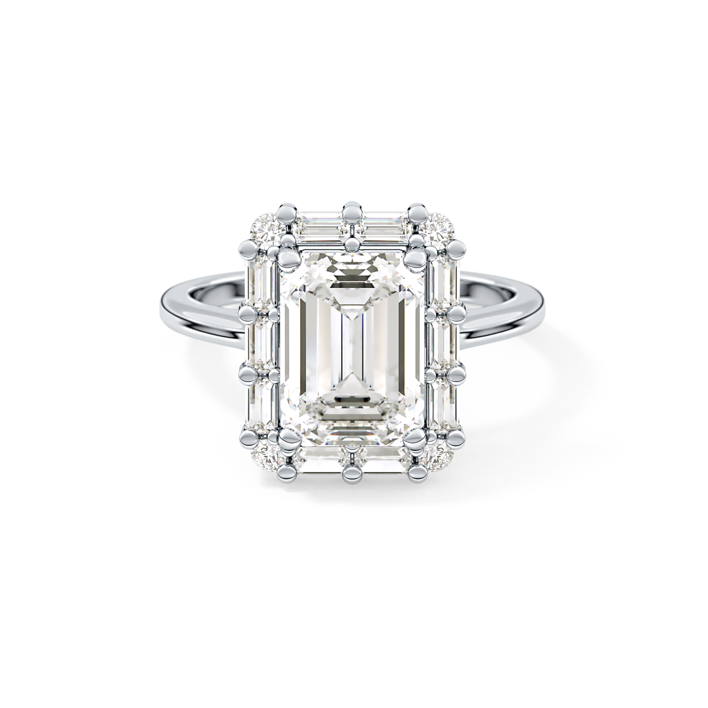 Emerald Cluster Lab Grown Diamond Engagement Ring