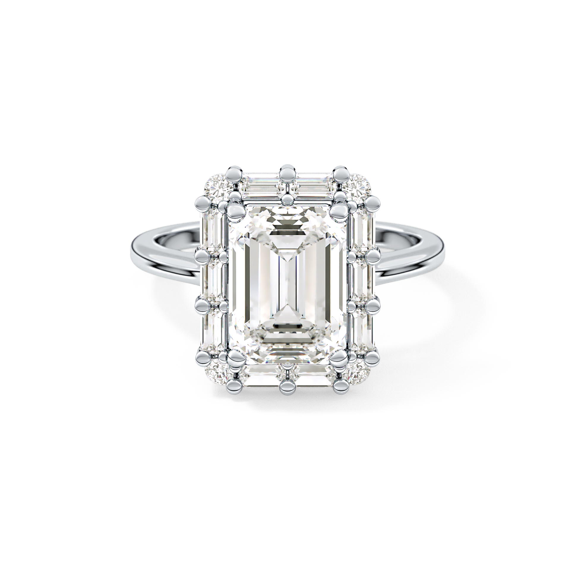 Emerald Cluster Lab Grown Diamond Engagement Ring