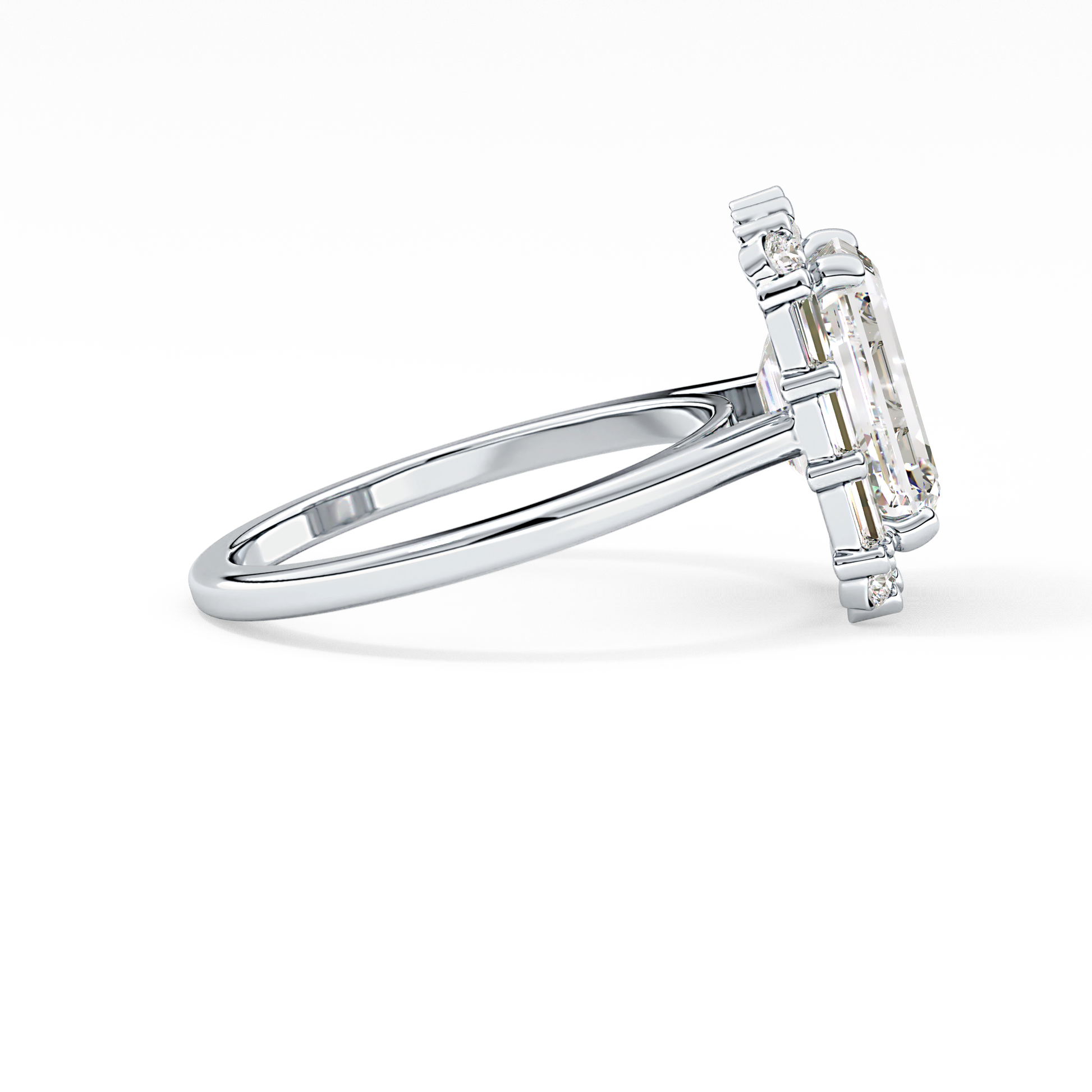 Emerald Cluster Lab Grown Diamond Engagement Ring