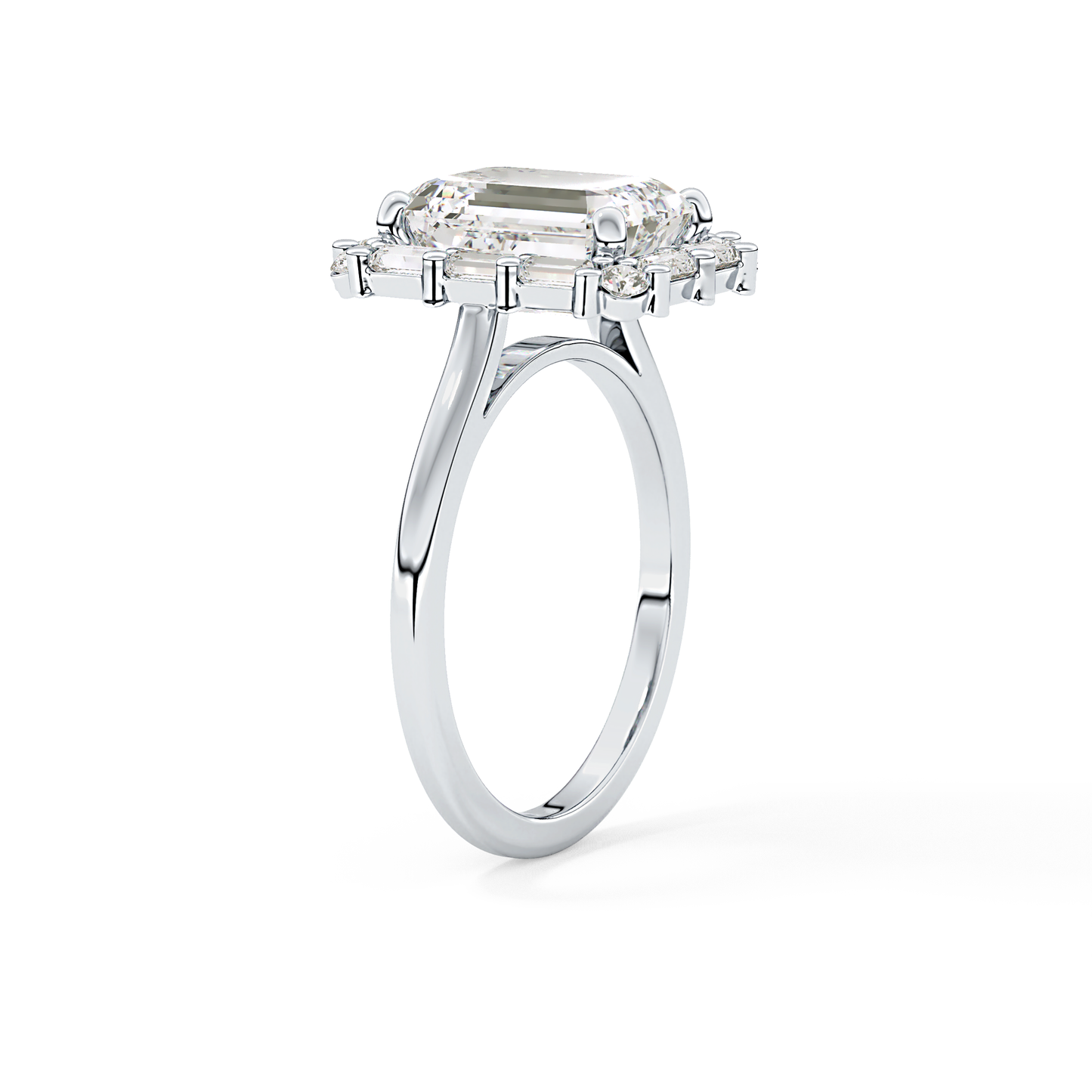 Emerald Cluster Lab Grown Diamond Engagement Ring