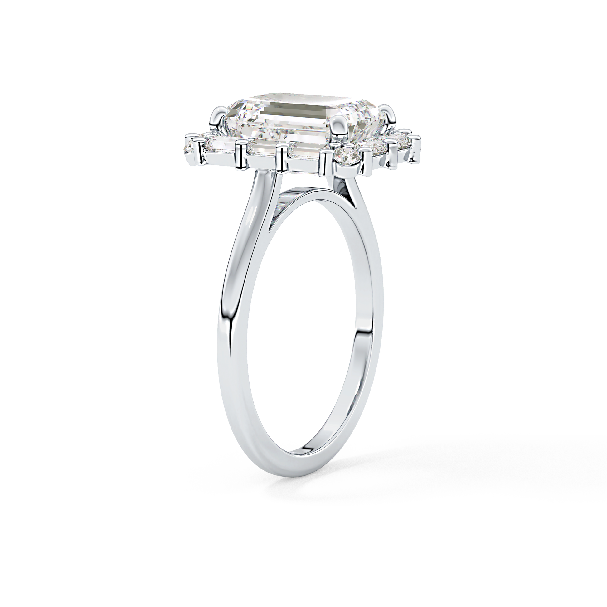 Emerald Cluster Lab Grown Diamond Engagement Ring