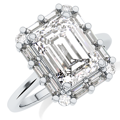 Emerald Cluster Lab Grown Diamond Engagement Ring