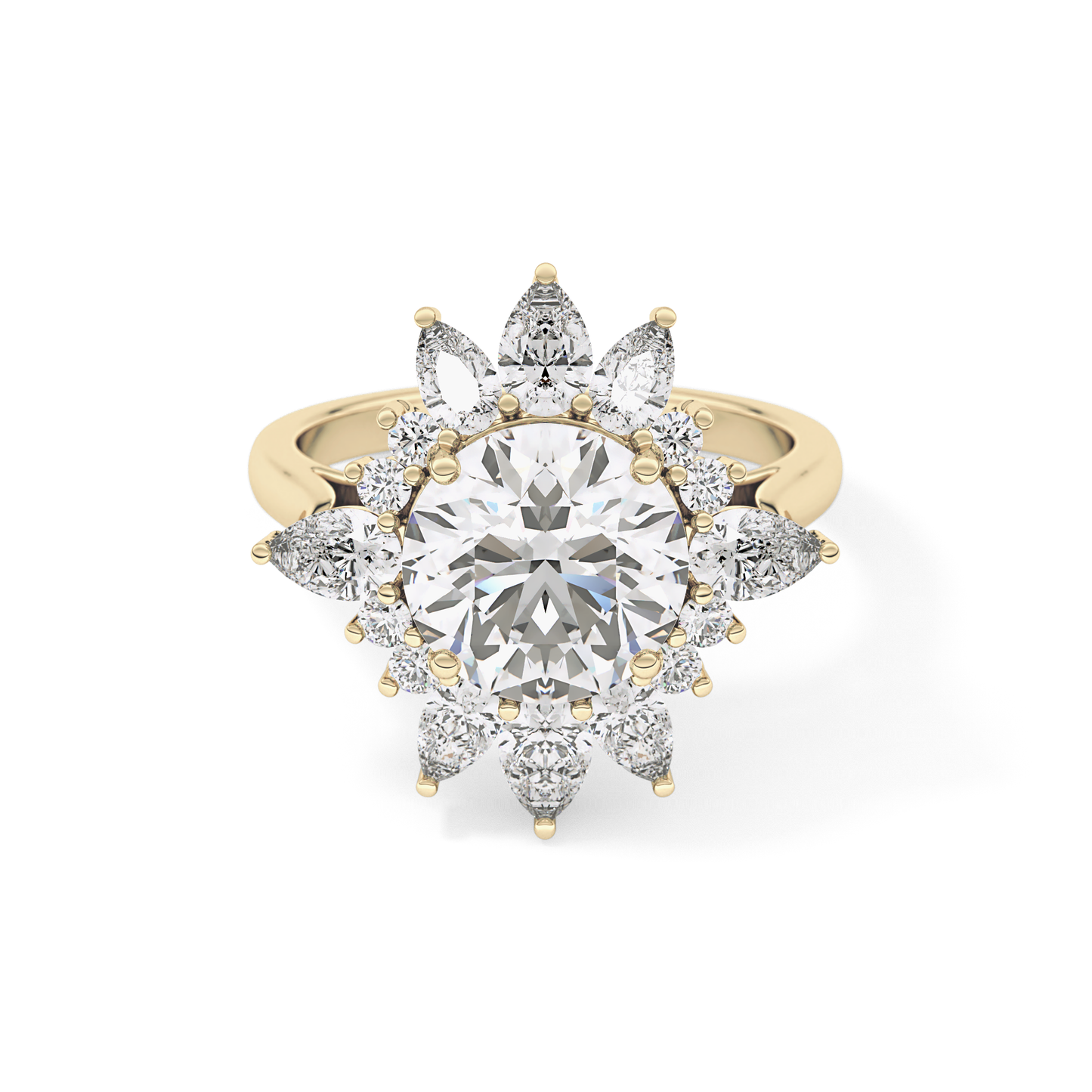 Round Cluster Lab Grown Diamond Engagement Ring