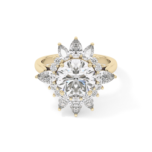 Round Cluster Lab Grown Diamond Engagement Ring