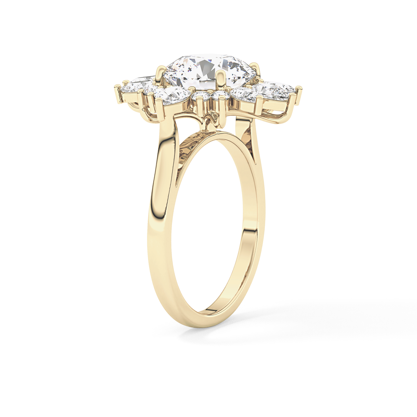 Round Cluster Lab Grown Diamond Engagement Ring