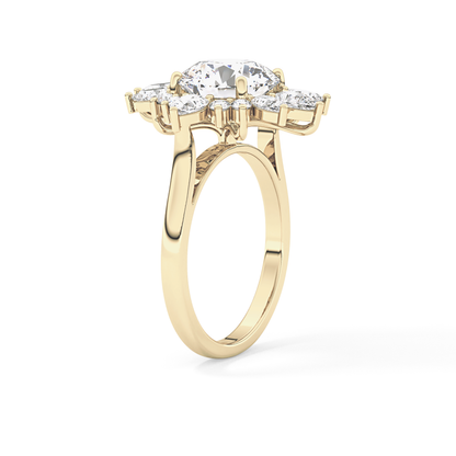 Round Cluster Lab Grown Diamond Engagement Ring