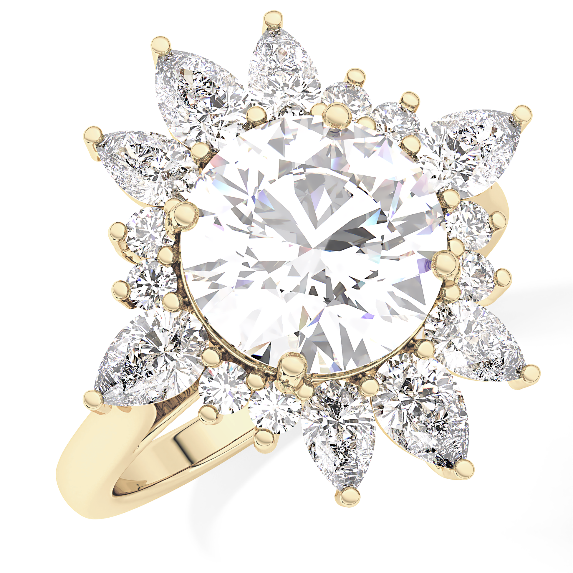 Round Cluster Lab Grown Diamond Engagement Ring