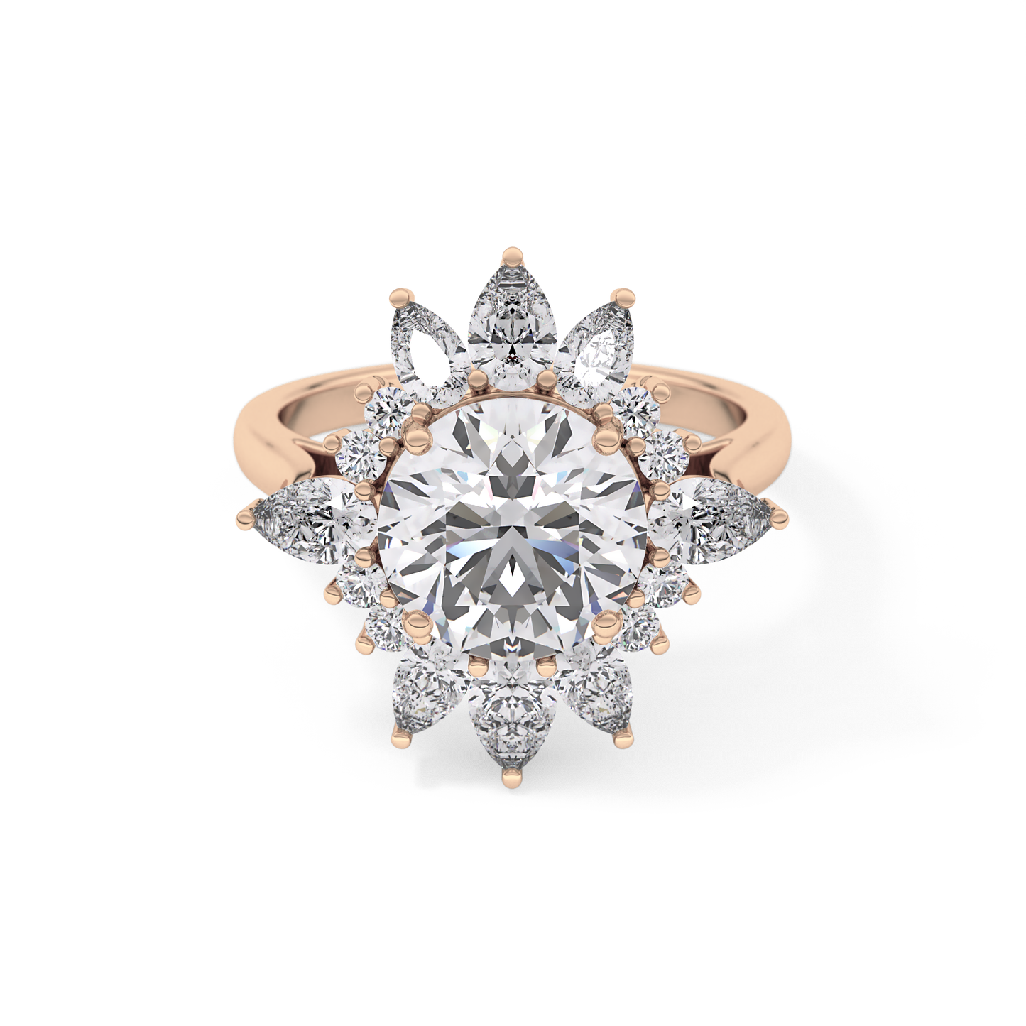 Round Cluster Lab Grown Diamond Engagement Ring