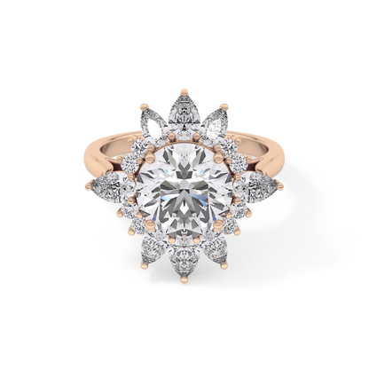Round Cluster Lab Grown Diamond Engagement Ring